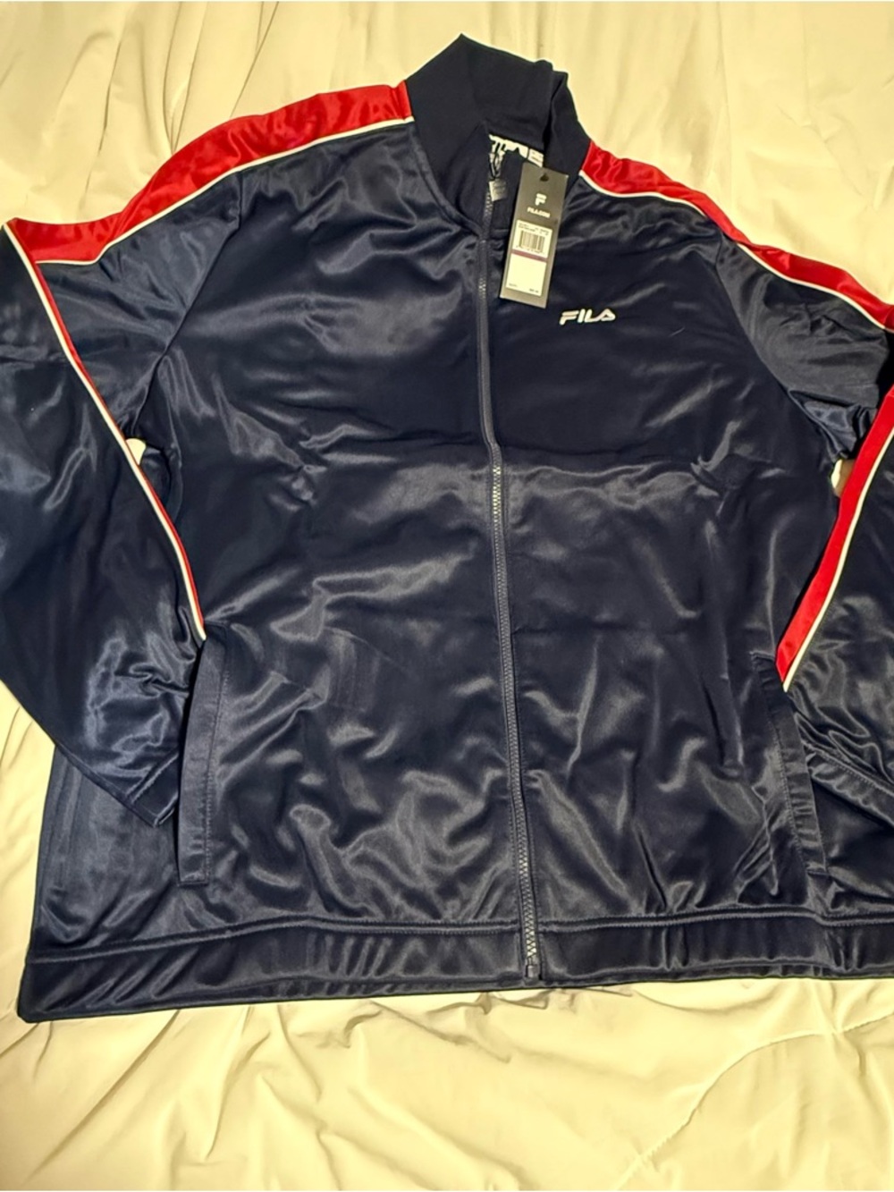 Fila Navy Blue Track Jacket with Red Contrast. Mens 2x. E3